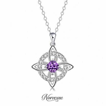 Mystical Birthstone Witches Knot Necklace – Natural Crystal🔮💞