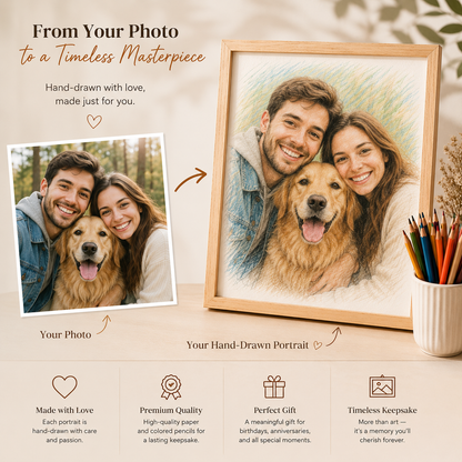 Personalized Pet & Family Portraits Made with Love — Transform Your Favorite Photo Into a Meaningful Custom Colored Pencil Artwork That Captures Precious Memories