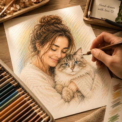 Personalized Pet & Family Portraits Made with Love — Transform Your Favorite Photo Into a Meaningful Custom Colored Pencil Artwork That Captures Precious Memories